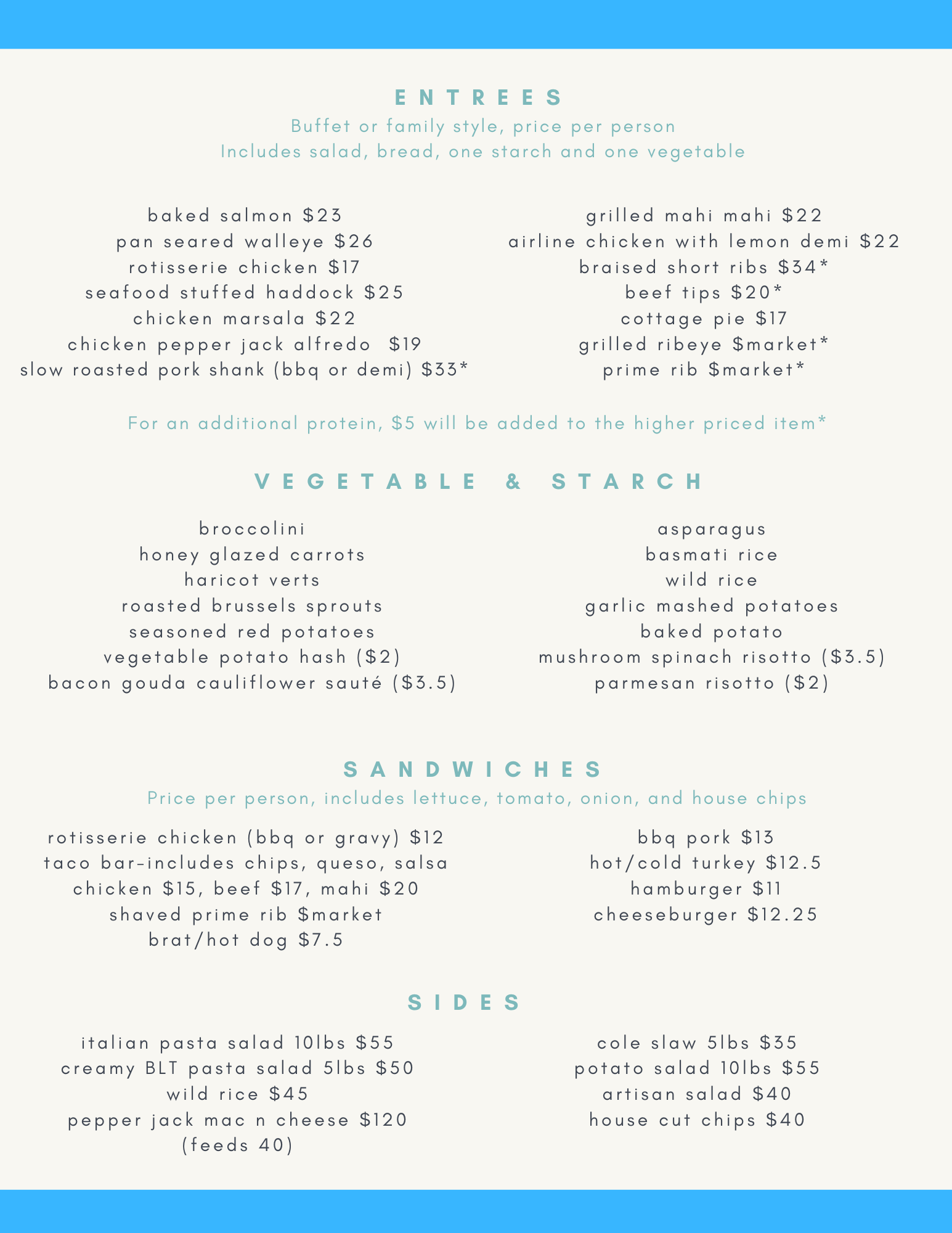 Event Menu 2023 Entrees